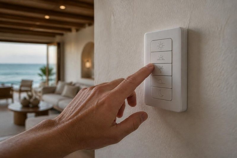 Keypad de control de iluminación en villa
